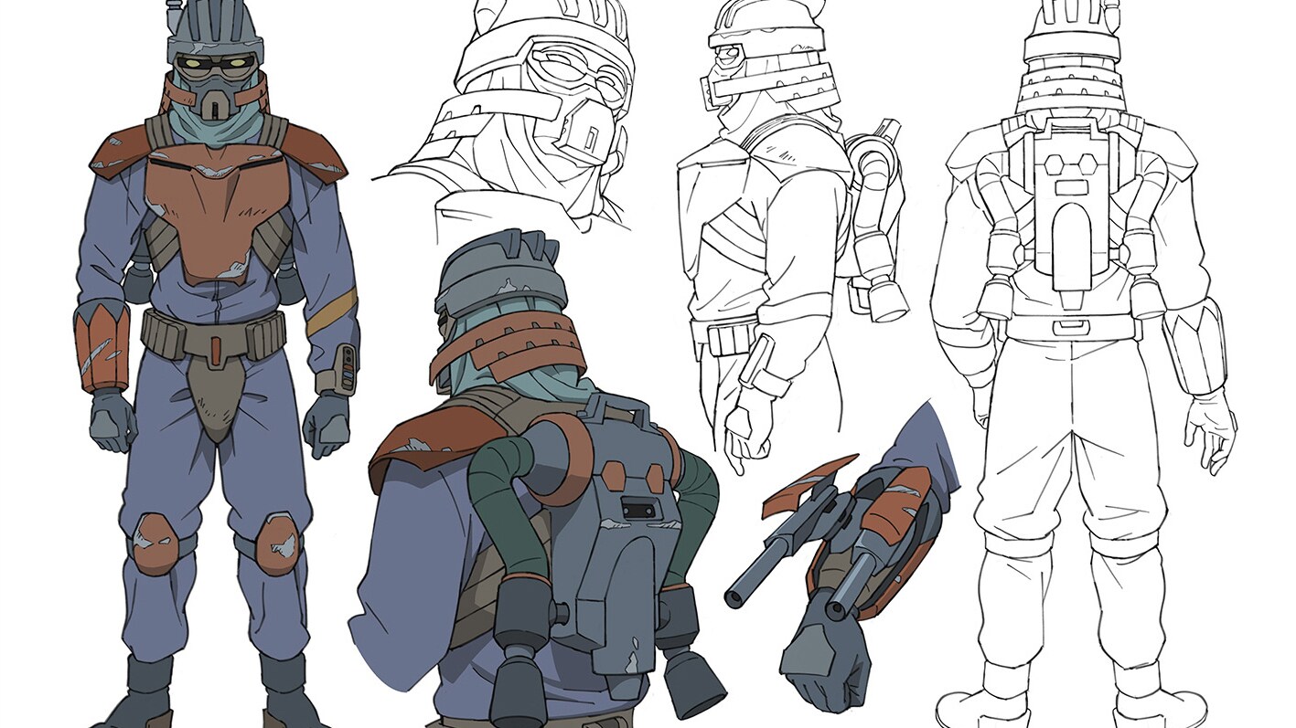 Bounty hunter concept art by Tadashi Hiramatsu.
