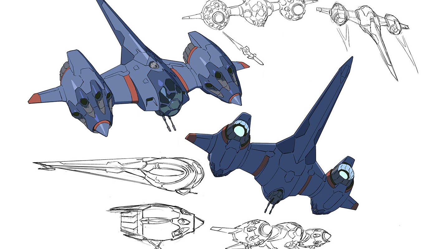 Starship concept art by Yoh Yoshinari.