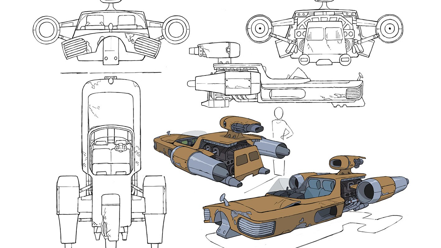 Landspeeder concept art by Tadashi Hiramatsu.