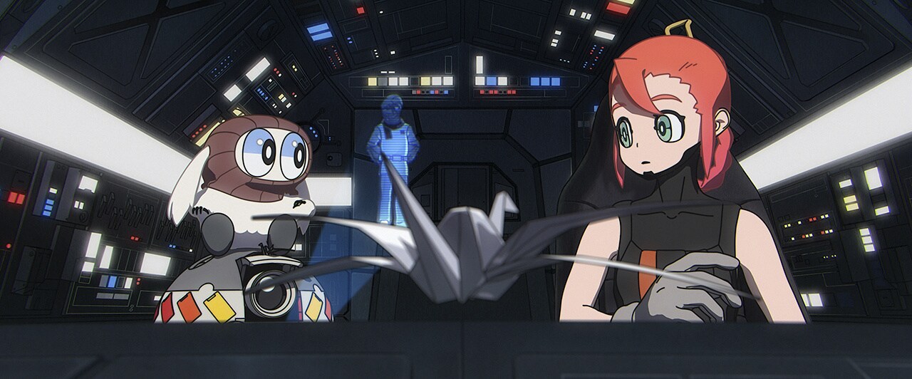 A scene from “The Song of Four Wings” episode in Star Wars: Visions Volume 3.