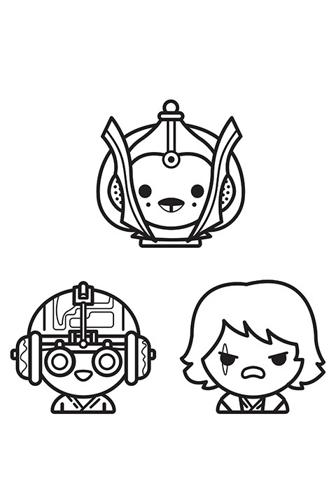 Star wars characters as emojis colouring sheet