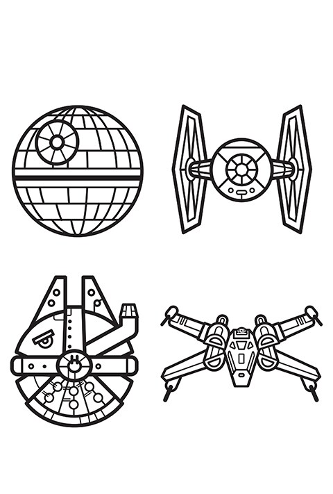 Star wars characters as emojis colouring sheet