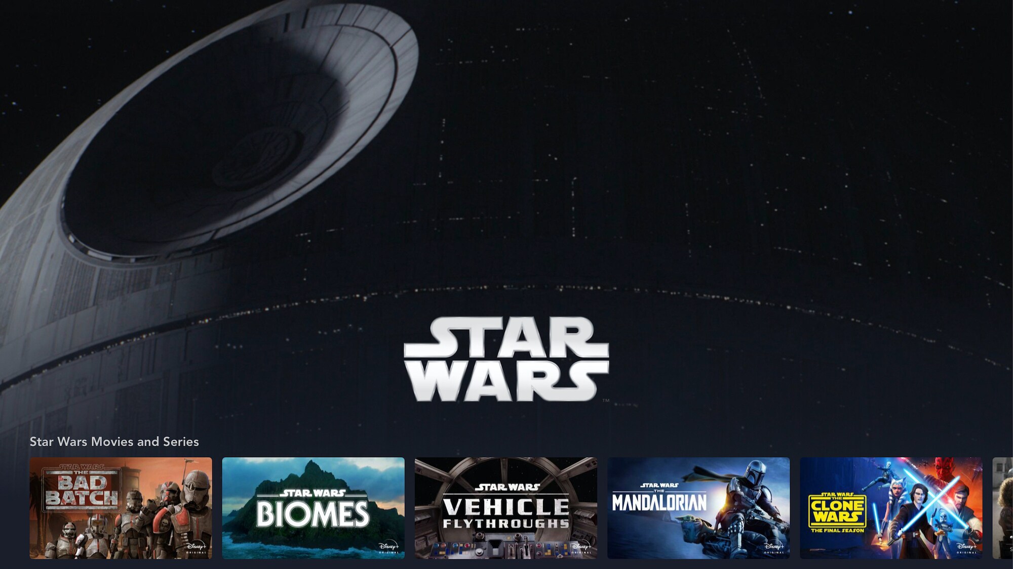 Star Wars Brand Landing Page on Tablet