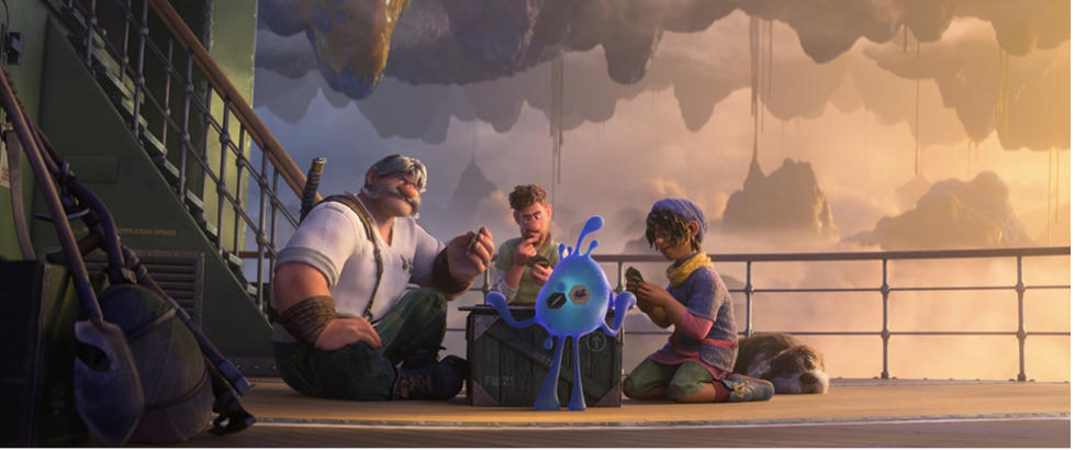 The Clade men sit in deep thought in Walt Disney Animation Studios' Strange World