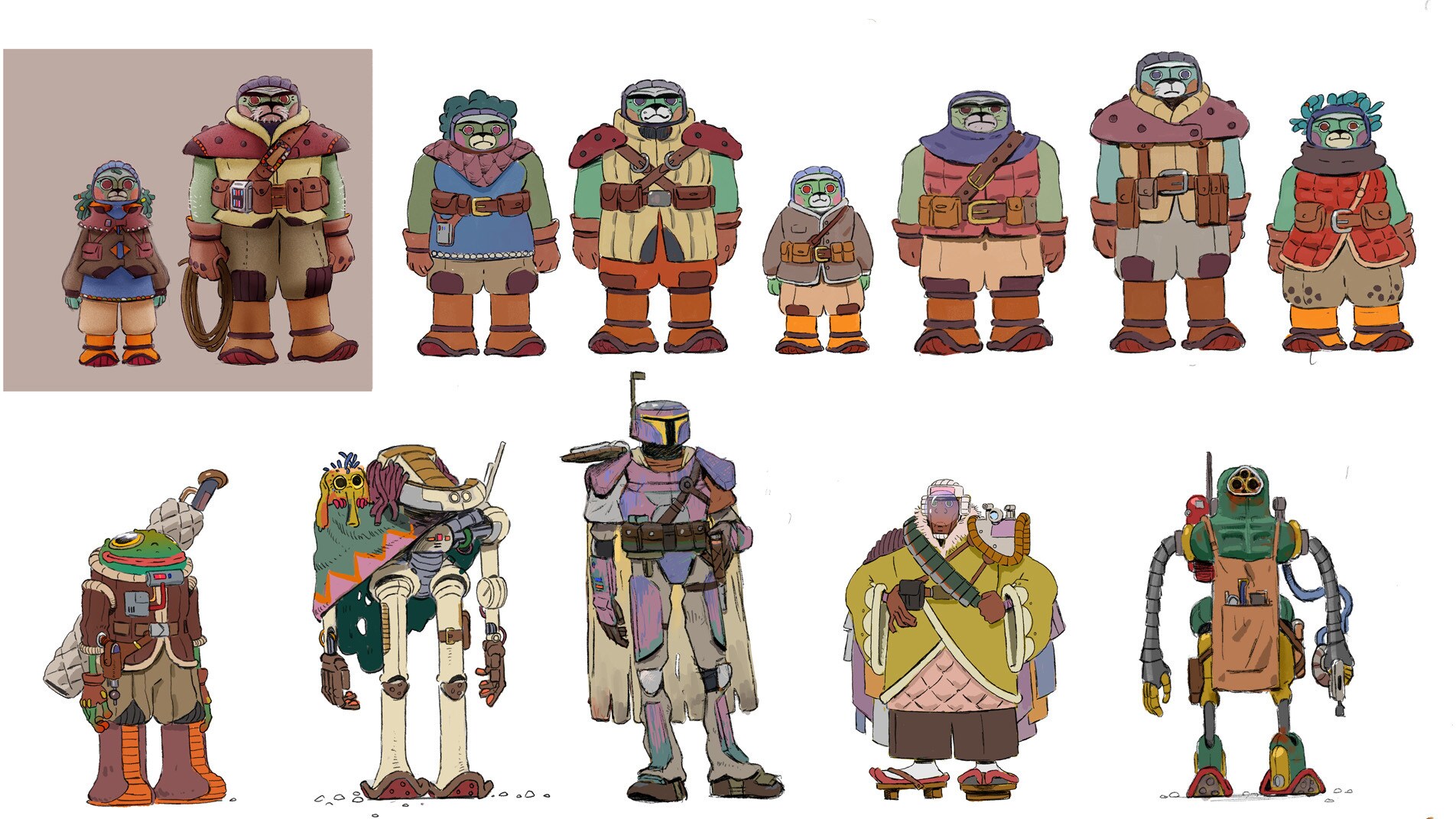Characters of "Aau's Song" concept art by Daniel Clarke