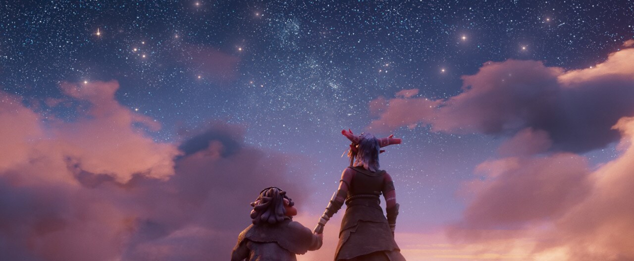 Tichina and Koten look up at the stars. 