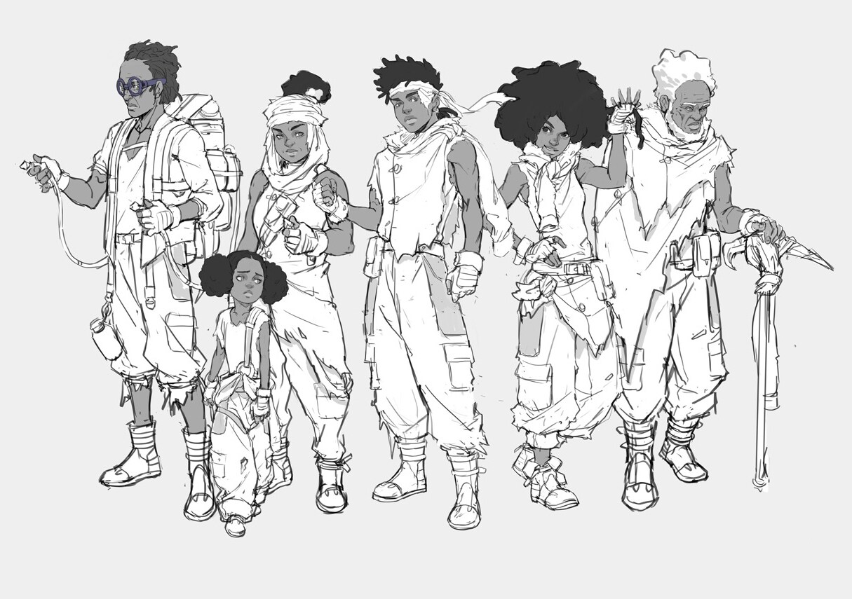 Concept art of the main characters