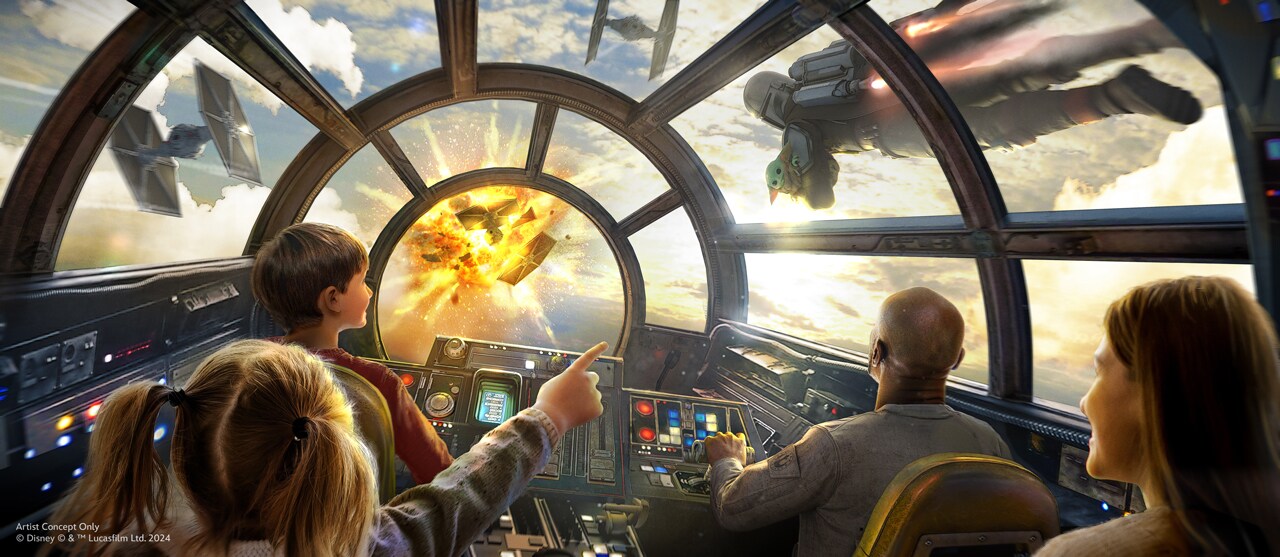 A rendering of a new Mandalorian element heading to Millennium Falcon: Smugglers Run.