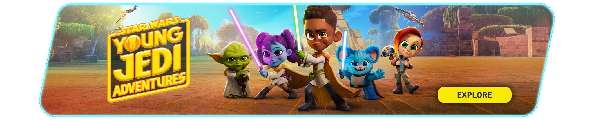 Young Jedi Adventures key art and logo