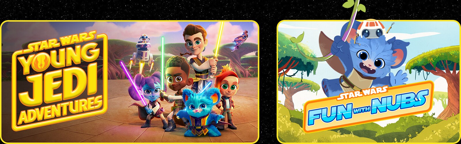 Young Jedi Adventures and Fun with Nubs key art and logos