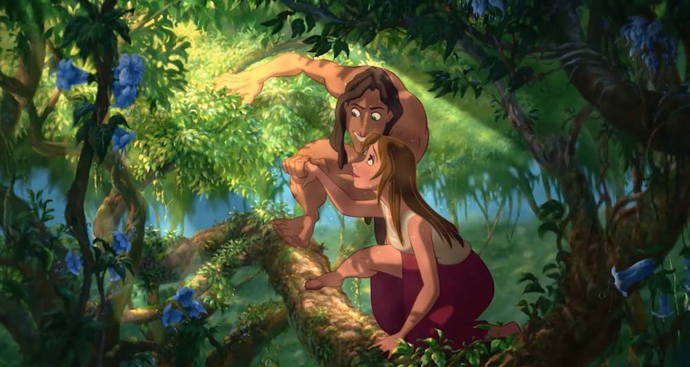 Tarzan and Jane in the jungle in the movie "Tarzan"