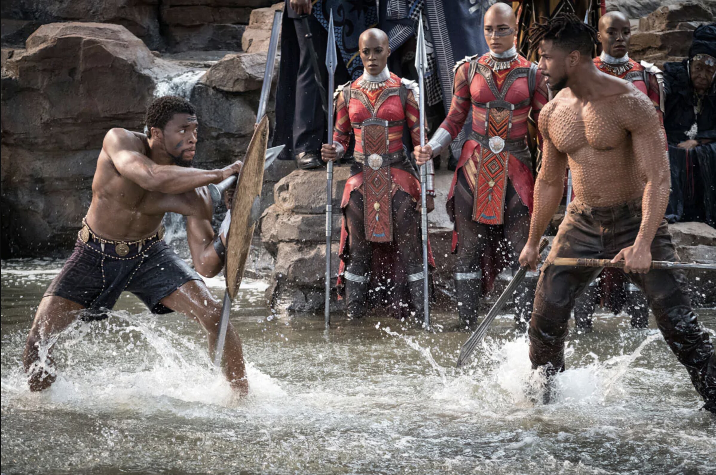 T'Challa and Killmonger Battling in Black Panther