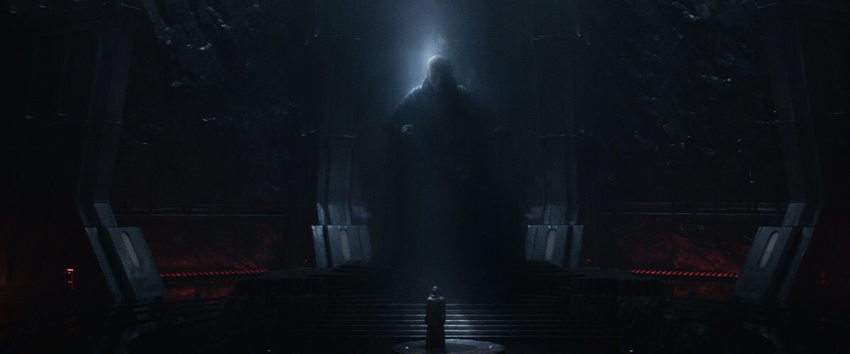 Snoke issuing commands to Kylo Ren