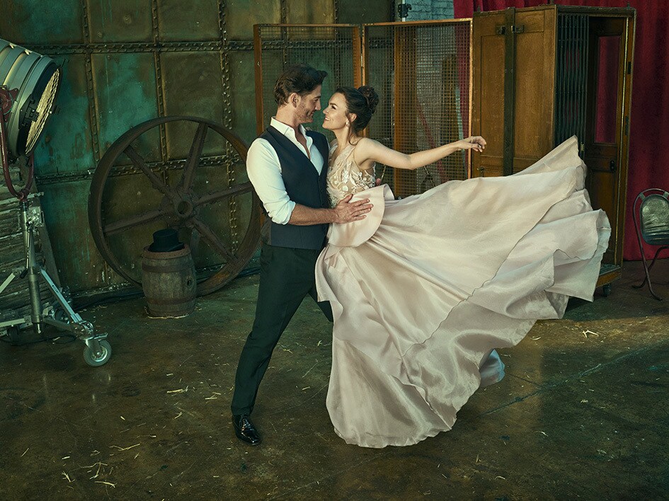 Oliver Tompsett and Samantha Barks as P.T. and Charity Barnum in The Greatest Showman