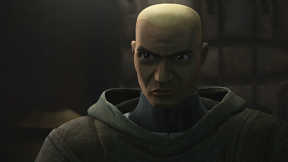 ...to reveal the face of Captain Rex, hero of the clone army. Shocked, Hunter asks where he's bee...