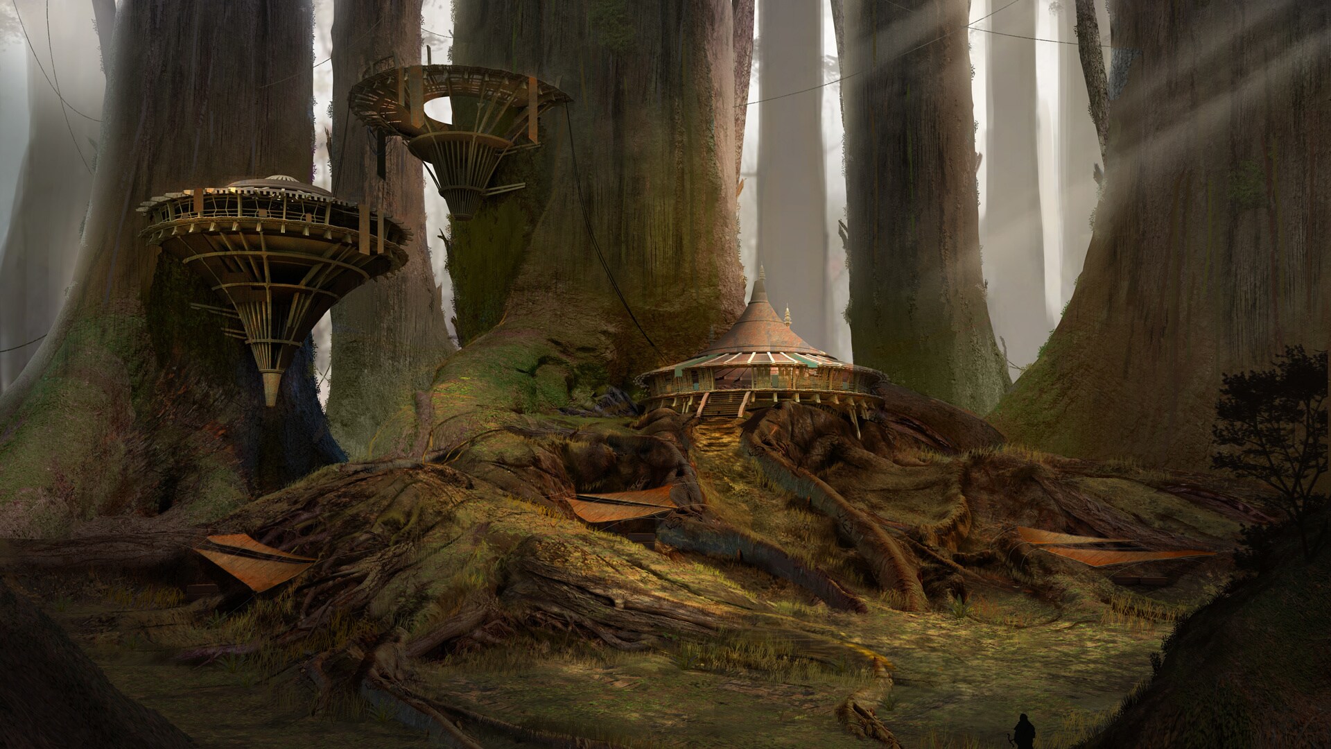 Wookiee sanctuary concept art by Christian Piccolo