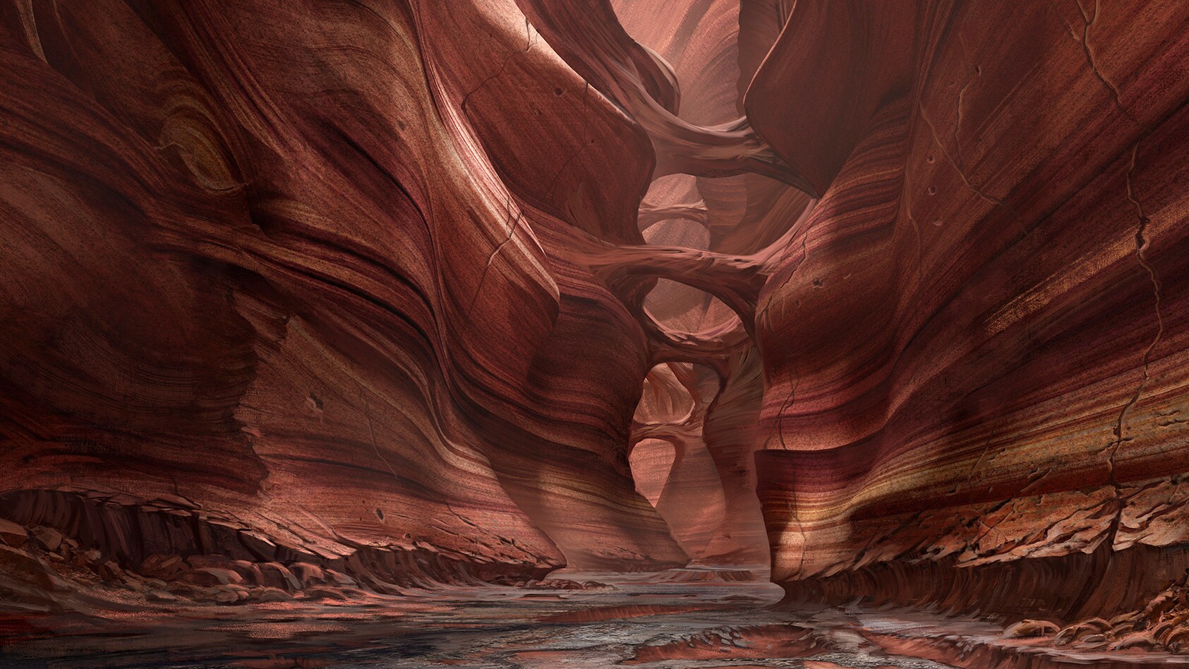 Ipsidon canyon concept art by Clint Felker