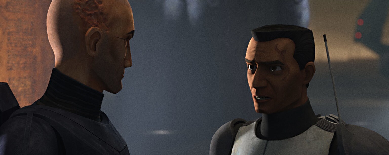 Commander Cody talking to Crosshair in “The Solitary Clone.”