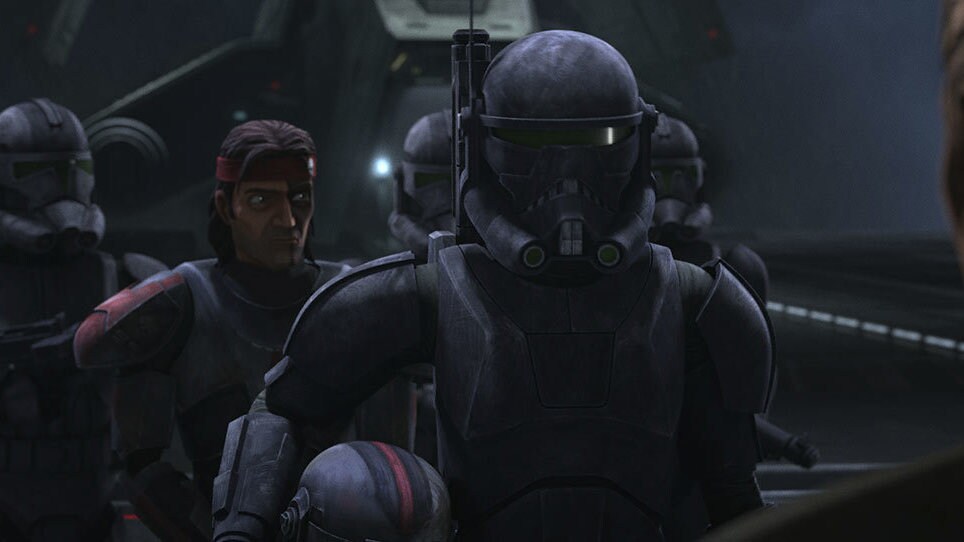 Imperial troops escort Hunter.	