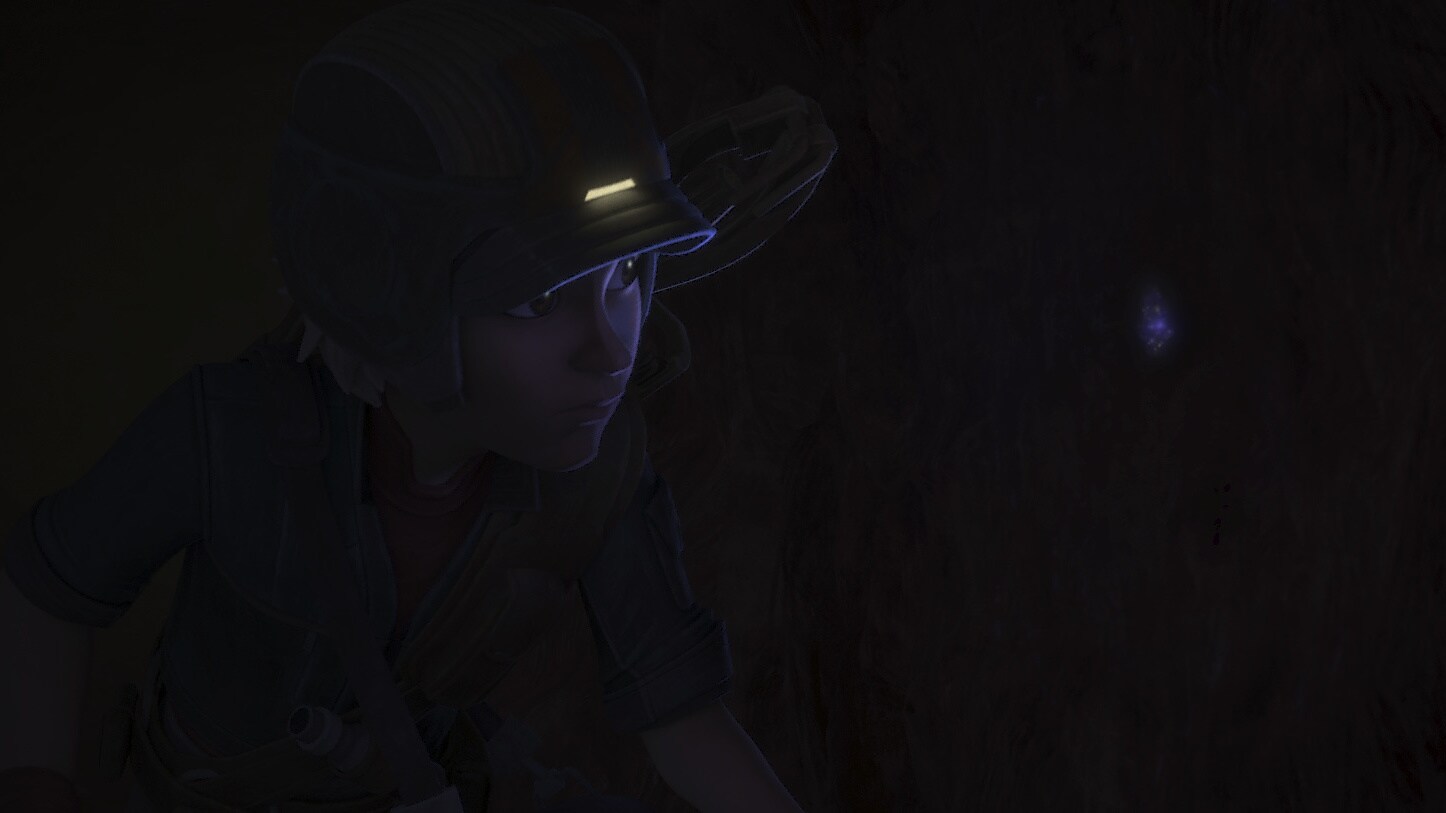 She walks further into the mine, alone, and discovers even more deposits of ipsium. 