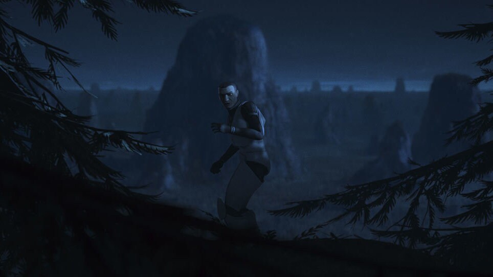 In the dead of night on a forest world, a clone trooper runs. Pursuers led by ferocious massiffs ...