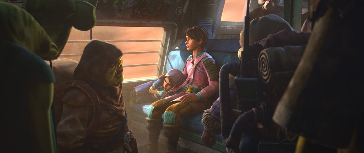 Charuk and Rani on a train