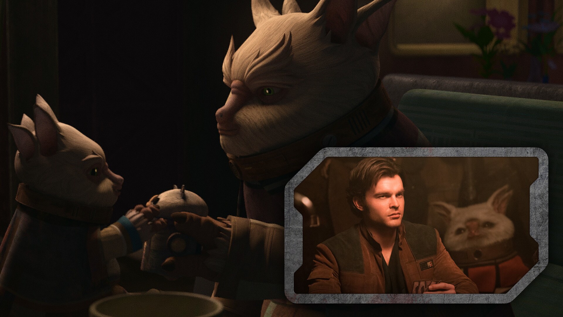 Bayrn, the young child with the Force, and his mother Ailish are Tarlafars — the hamster-like species first seen in Solo: A Star Wars Story.
