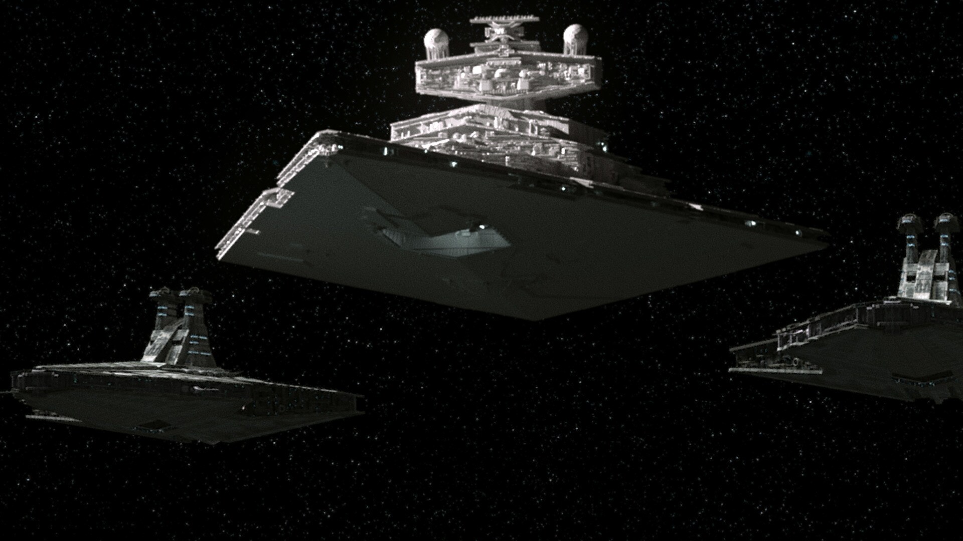 Tarkin’s arrival at the Tantiss facility includes an Imperial Star Destroyer accompanied by two V...