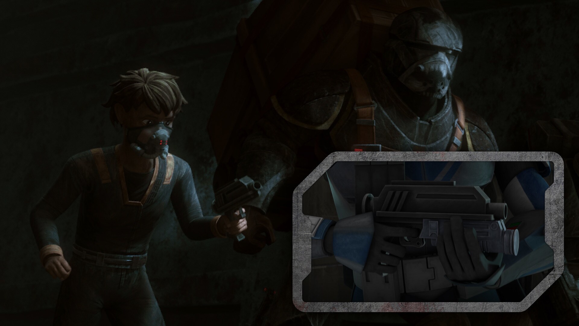 Stak discovers a DC-17 when investigating the Marauder. DC-17s are the blaster of choice for Hunt...
