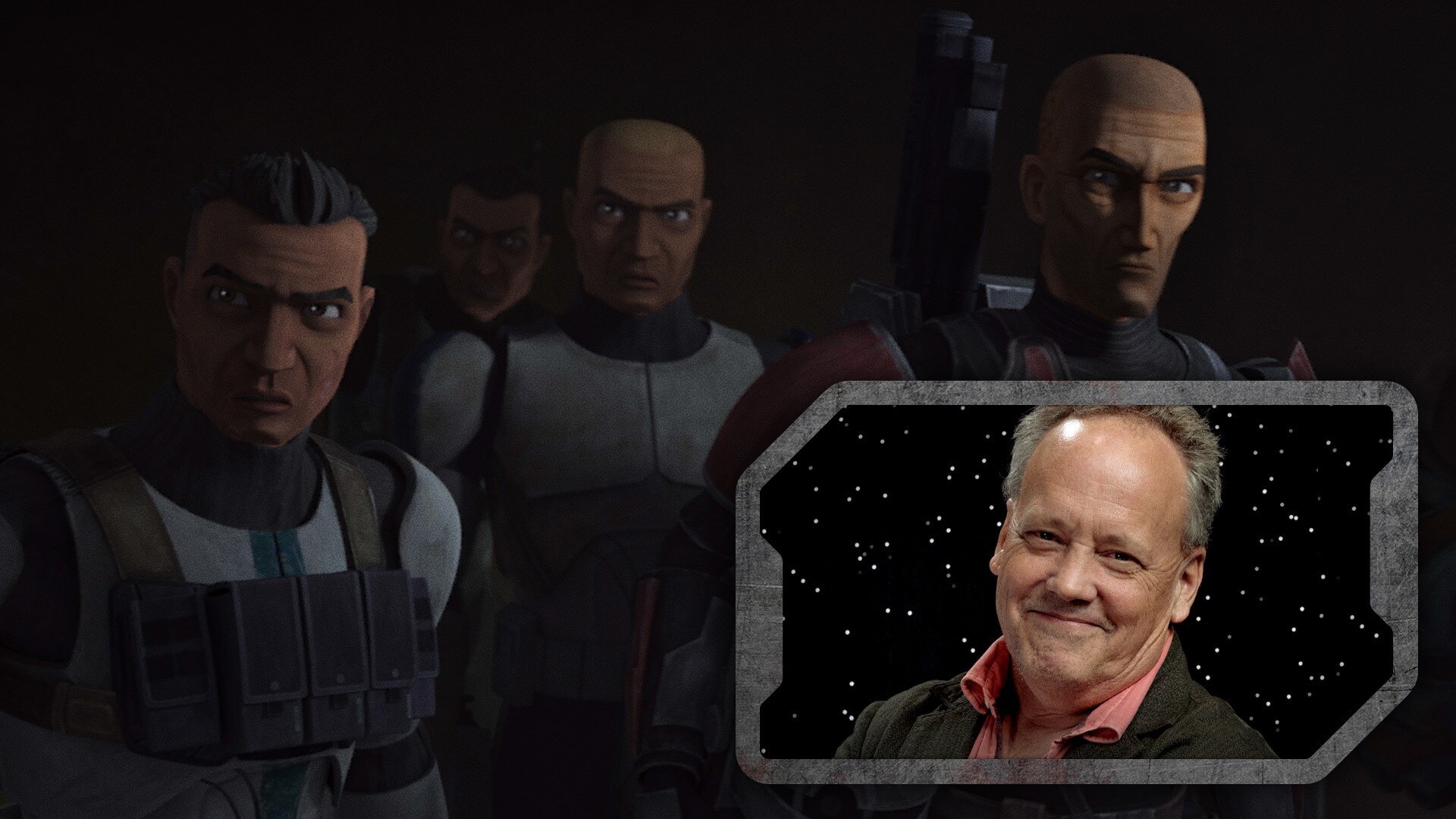In this episode we get our best look at Rex’s clone resistance group, which includes, among others, Howzer (previously seen in Season 1’s “Devil’s Deal”), Nemec (seen in Season 2’s “Tipping Point"), and a new clone called Greer. They are all, of course, voiced by Dee Bradley Baker.