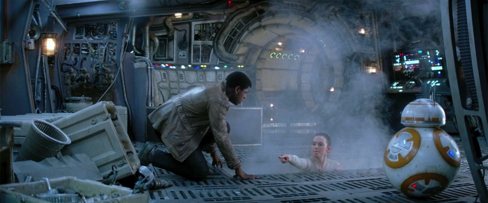 Rey gets to work on the repairs, and Finn…tries to help. He admits to BB-8 that he’s not Resistan...