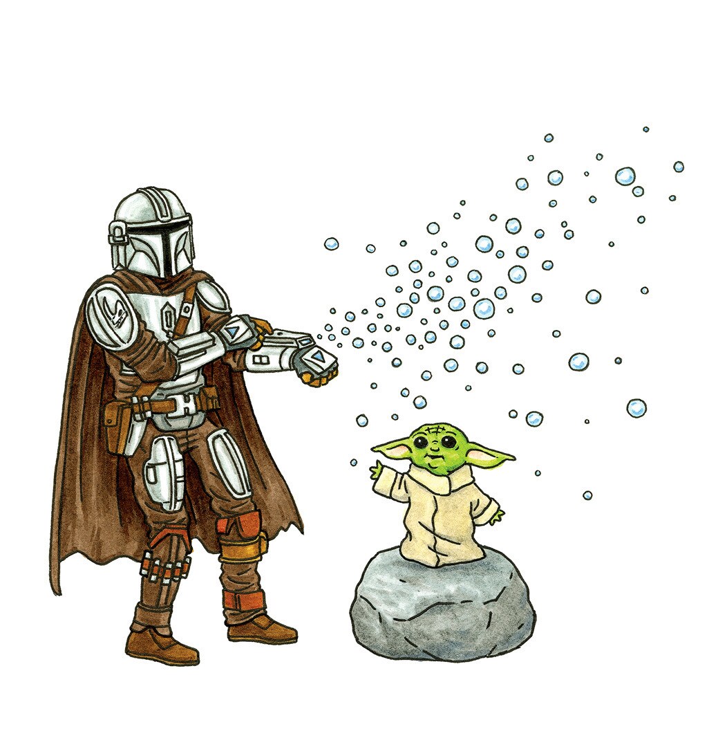 The Mandalorian and Child — Beskar and bubbles interior