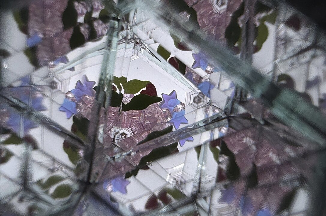 Inside the Grogu inspired kaleidoscope craft.