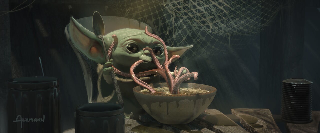 Baby Yoda Eats Fan Art