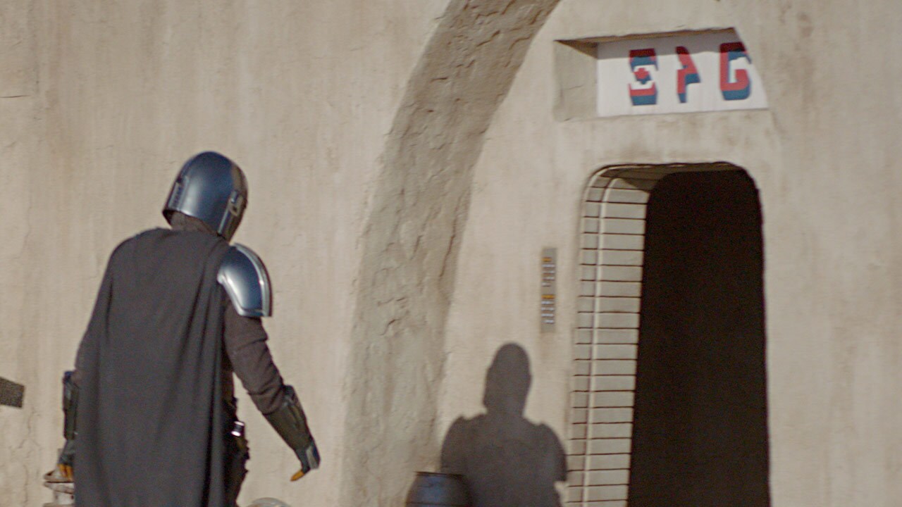 Clear photo reference of the Perspex sign over the front
entrance to the Mos Eisley cantina was ...