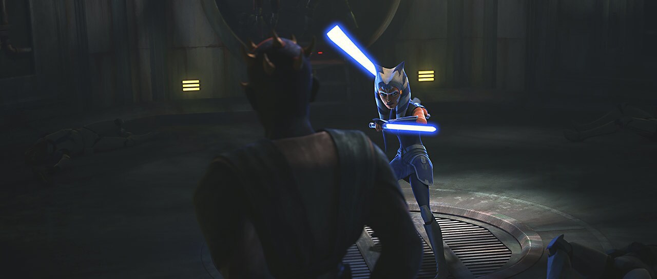 In the undercity of Mandalore, Maul emerges from the shadows to interrogate Ahsoka. The dark warr...