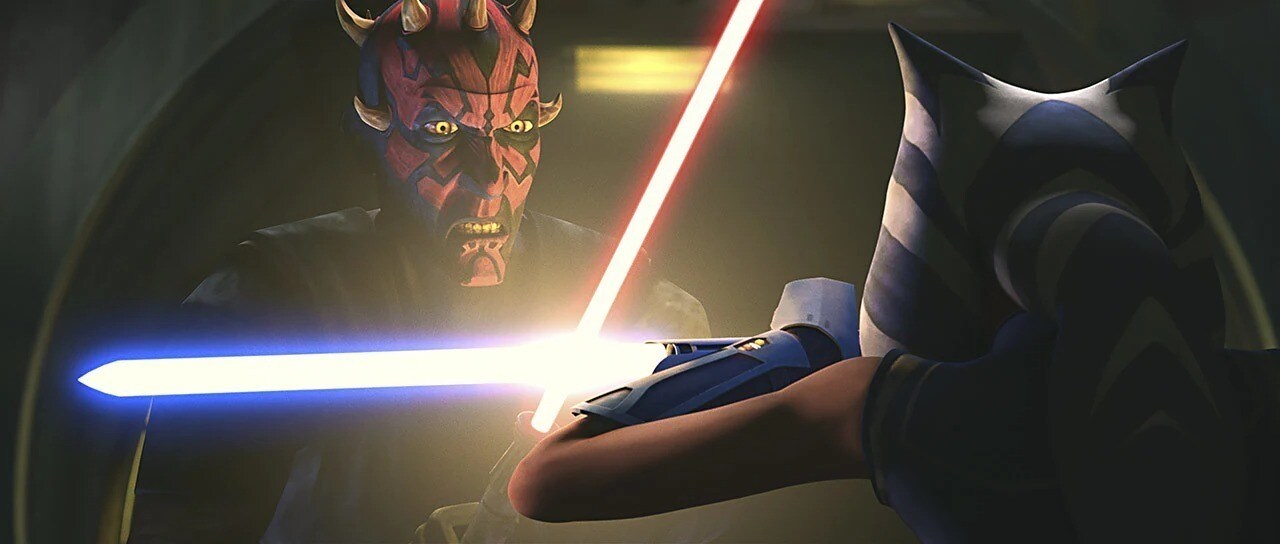 Ahsoka Tano face to face with Maul in The Clone Wars