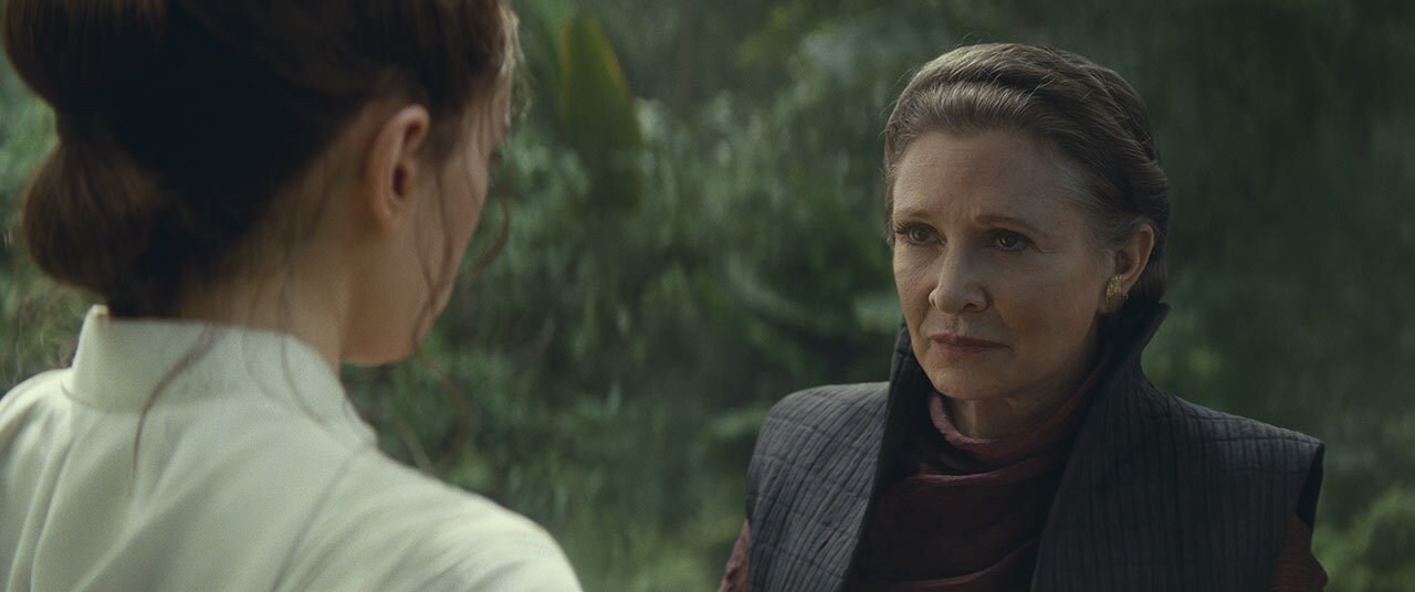 General Organa serves as Rey's Jedi Master, teaching her student in the ways of the Force as she ...