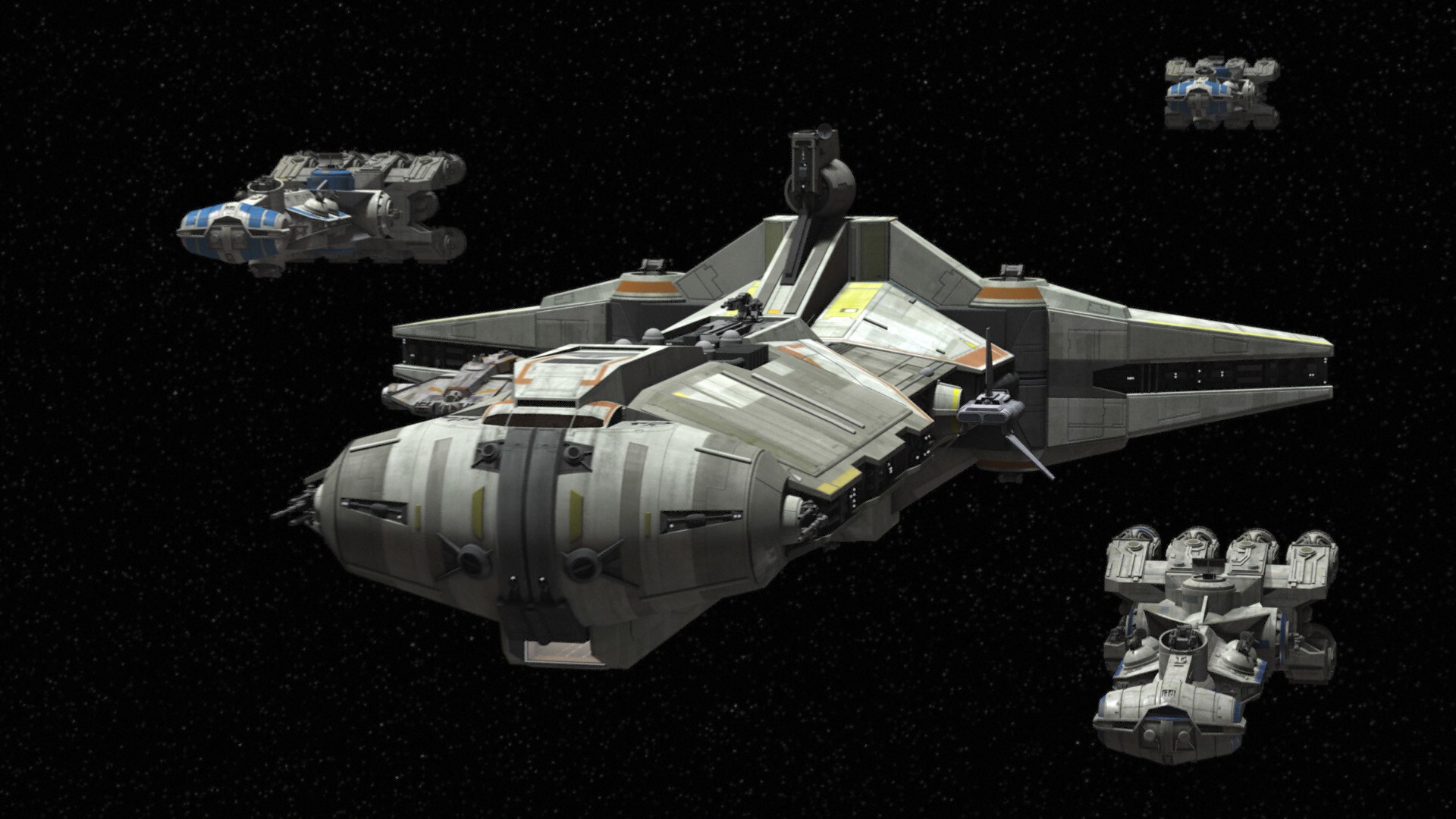 Sato’s command ship is a repurposed medical frigate from the Clone Wars. After Darth Vader destro...