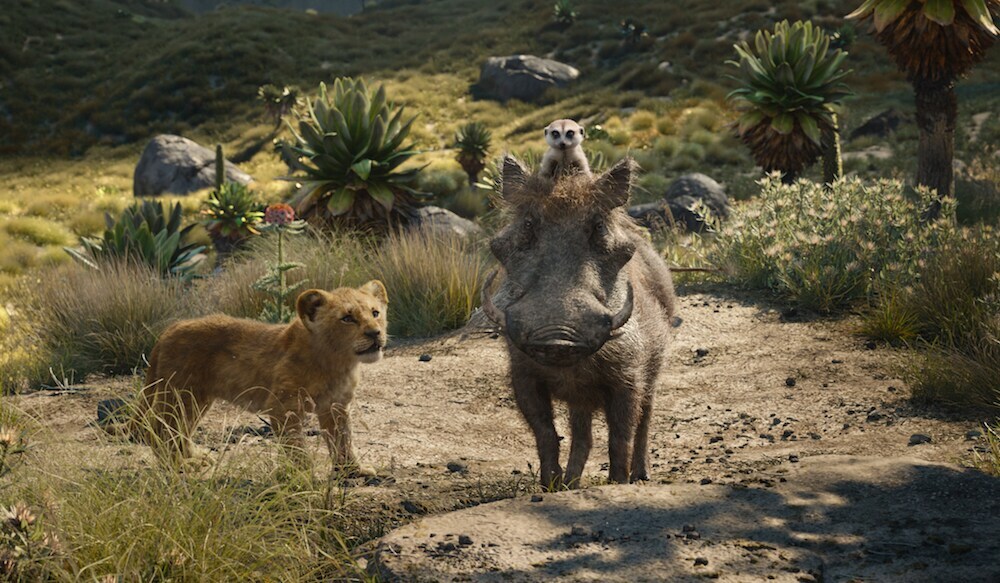 Simba with Timon and Pumba - Live action The Lion King (2019)