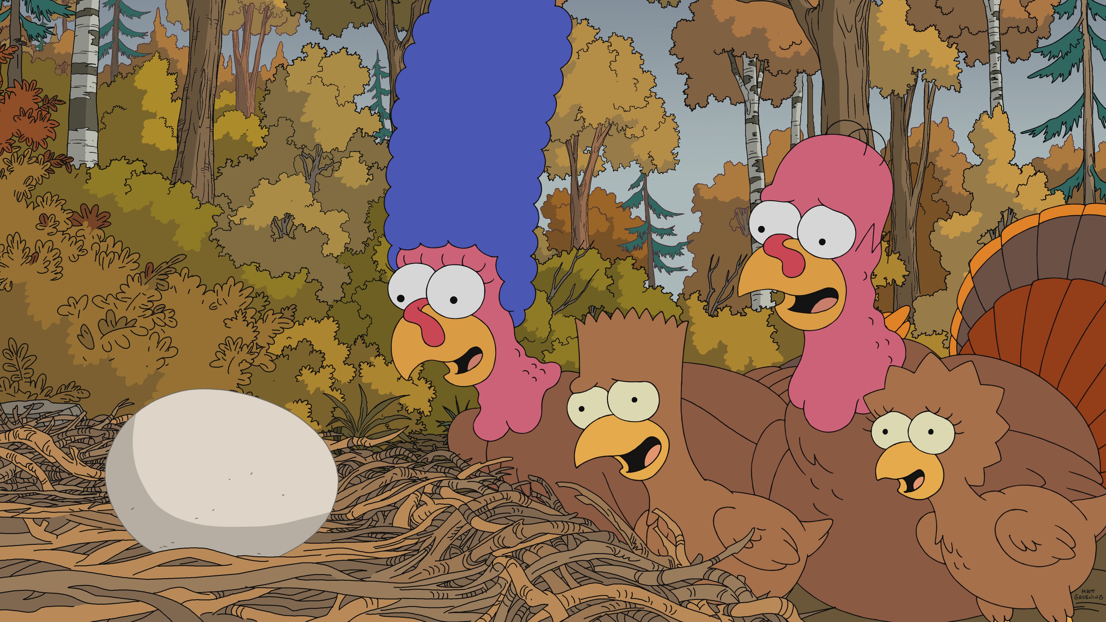 THE SIMPSONS: In a special Thanksgiving edition of “Treehouse of Horror,” the Simpsons are forced to face various Thanksgiving nightmares, including the first Thanksgiving, an A.I. mishap and a dangerous space mission complicated by a sentient cranberry sauce in the “Thanksgiving of Horror” episode of THE SIMPSONS.