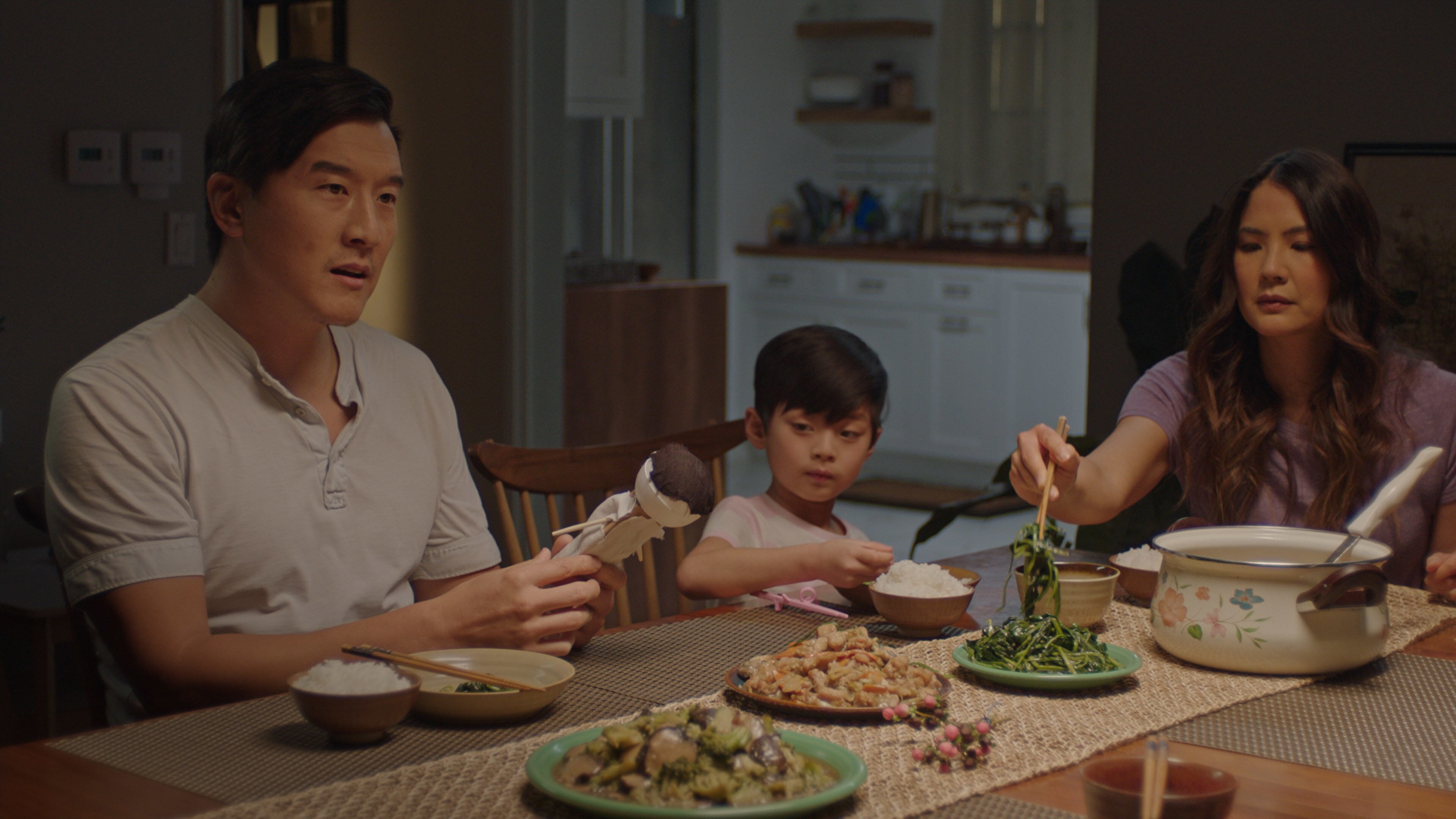 (L-R): Brian Yang as Wang, Kalo Moss as Gabriel and Lynn Chen as Ann in Disney’s “LAUNCHPAD” Season One short, “THE LITTLE PRINCE(SS),” Written and Directed by Moxie Peng. Photo courtesy of Disney. © 2021 Disney Enterprises, Inc. All Rights Reserved.