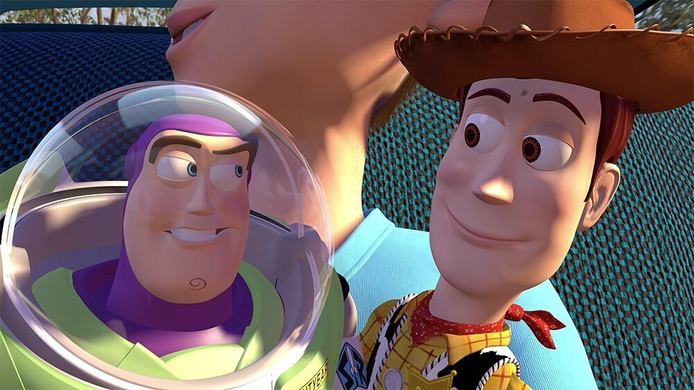 buzz and woody flying
