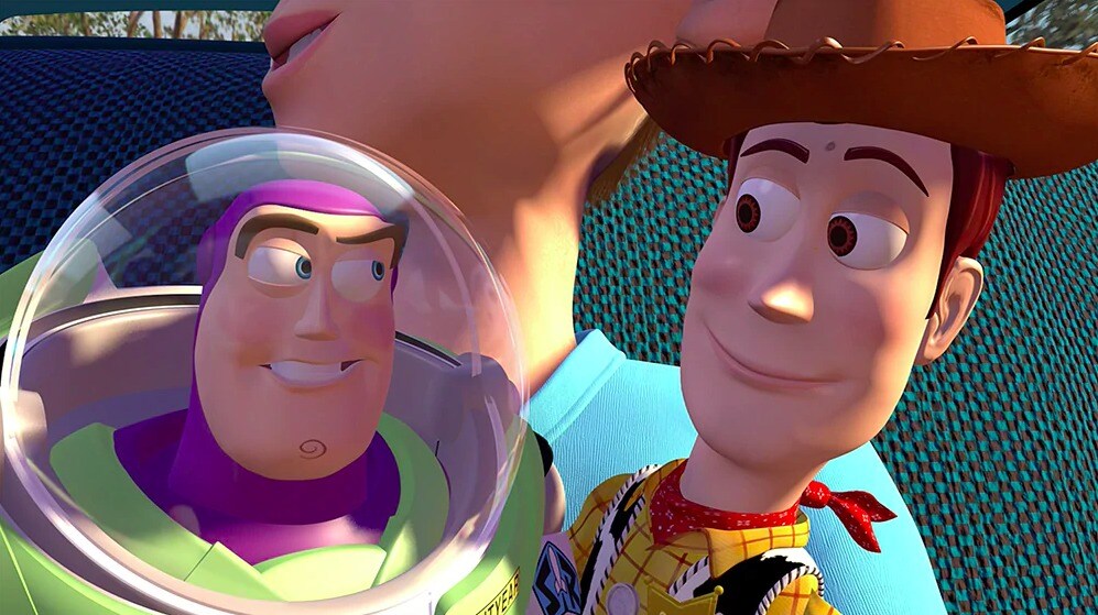 Buzz Lightyear and Woody, from the animated movie "Toy Story"