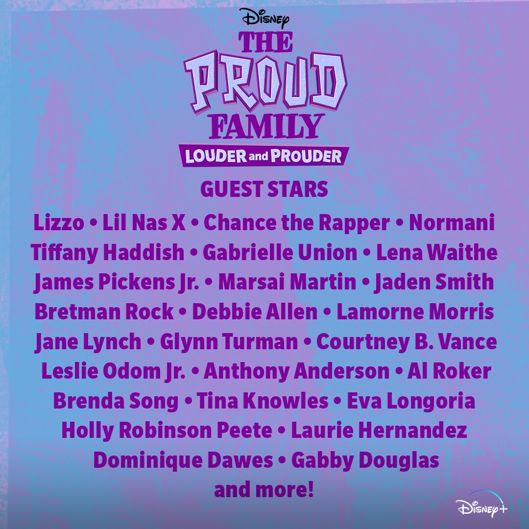 A list showing The Proud Family Guest Starts Reveal 