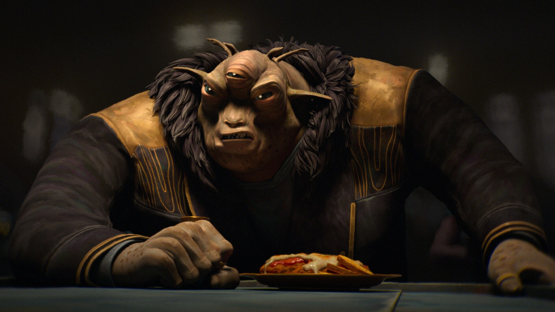 The meal served to Looti Vario and Deemis at their meeting in the warehouse.