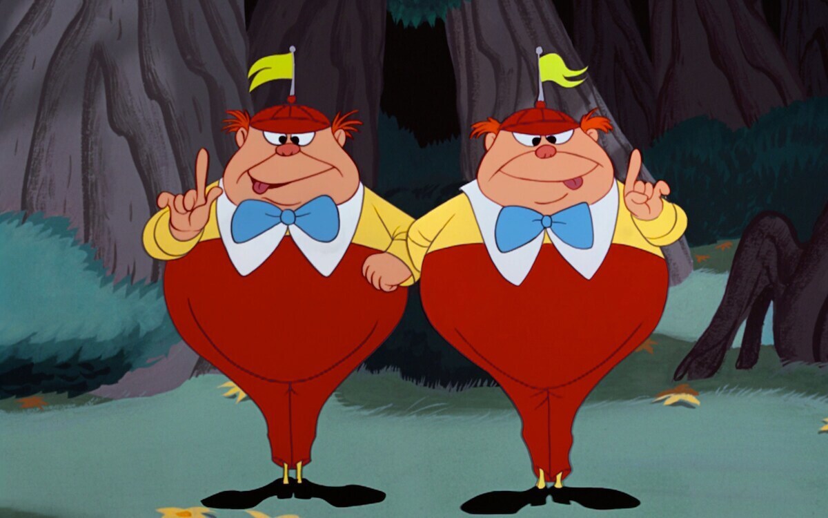 Tweedle-Dee and Tweedle-Dum from the animated movie "Alice in Wonderland"