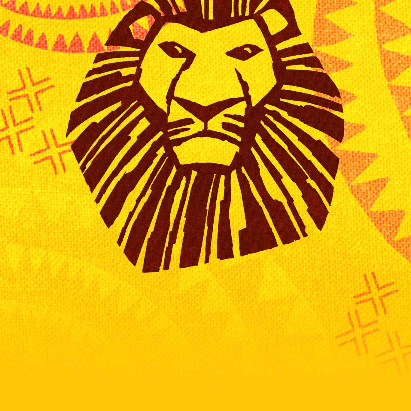 《狮子王》中的狮子头以黄色和橙色为背景