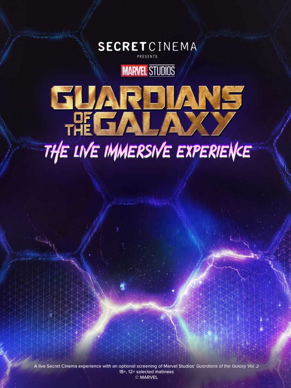 Secret Cinema: Guardians of the Galaxy poster with galactic details.
