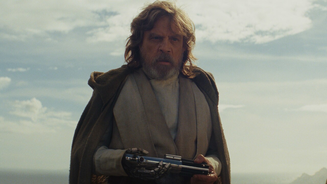 Rey arrives and begs Luke to help defend the Resistance against the First Order, Luke brushes off the request, telling Rey to leave.